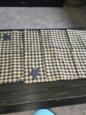 VHC Brands Cotton Gingham Runner in Black & Tan